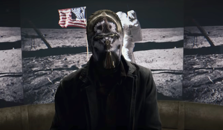 watchmen mask in front of moon landing hbo
