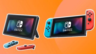 best Nintendo Switch deals: A switch console on a yellow background