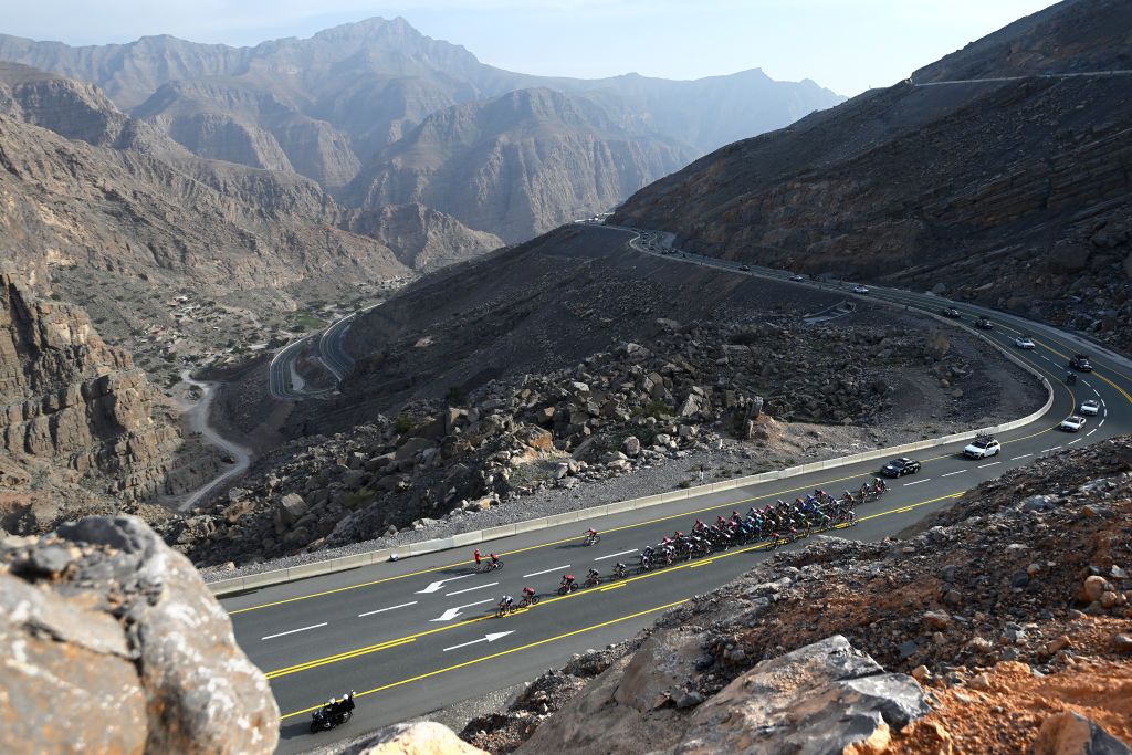 The climb of Jebel Jais at the 2023 UAE Tour