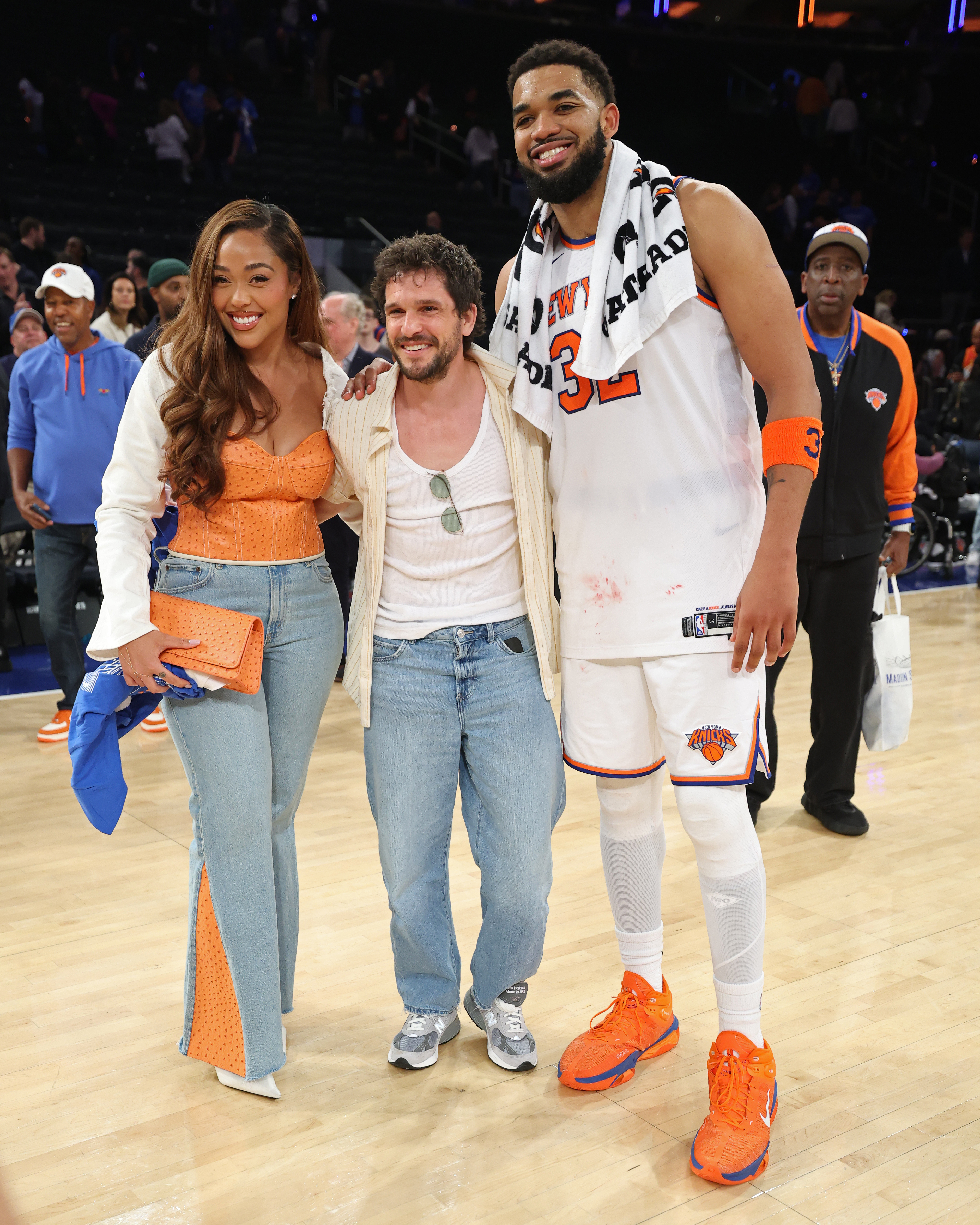 Jordyn Woods wore her lucky bag at the Knicks Playoffs game on April 18