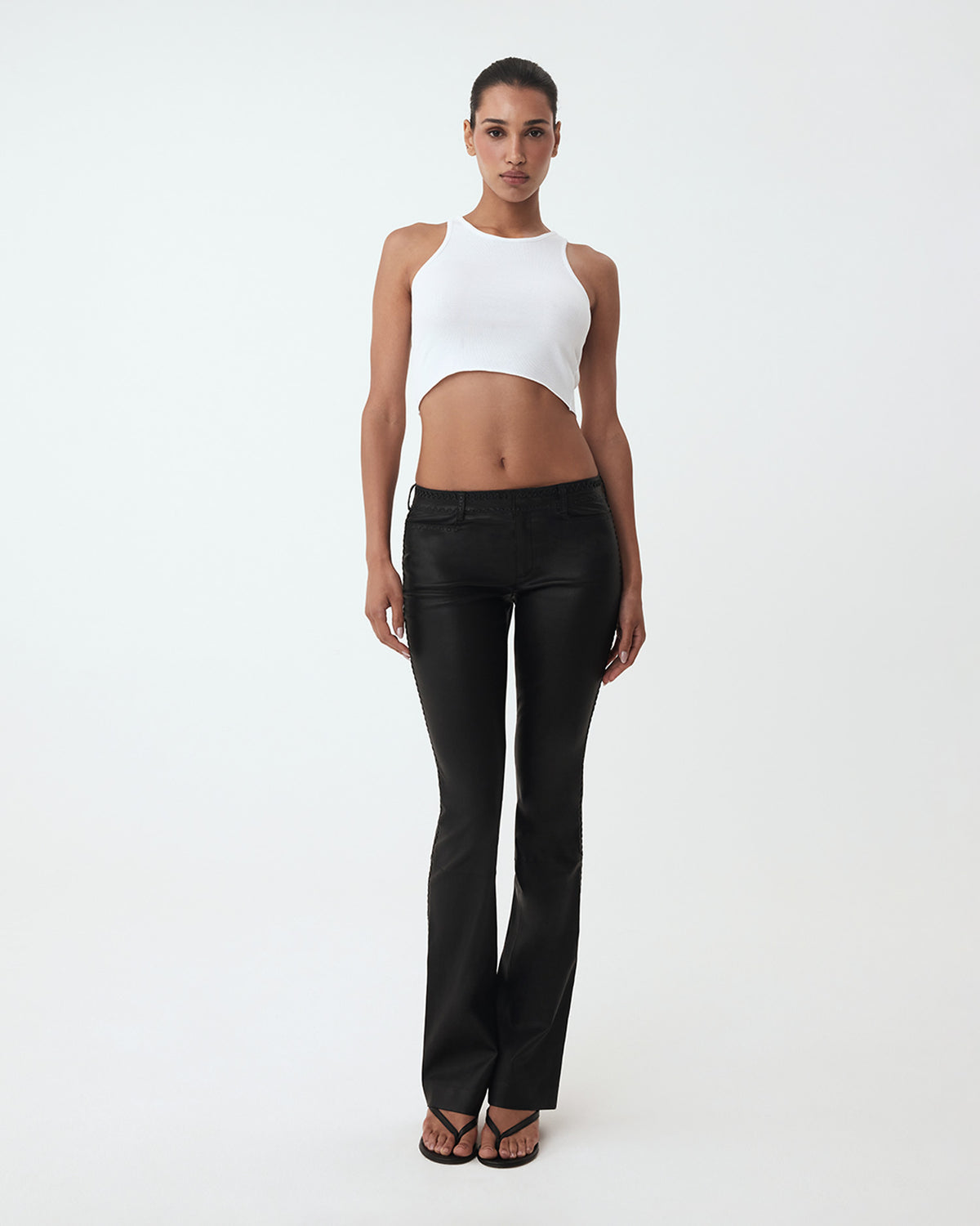 The Perfect Low-Rise Pant | Black Leather | Xxs