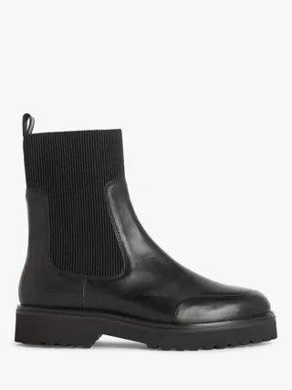 Purcie Leather Soft Elastic Chelsea Boots, Black