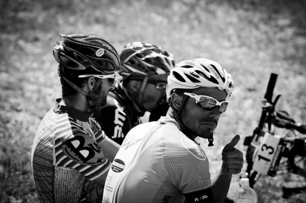 Riders give the thumbs up to be back in action after a day off due to poor weather