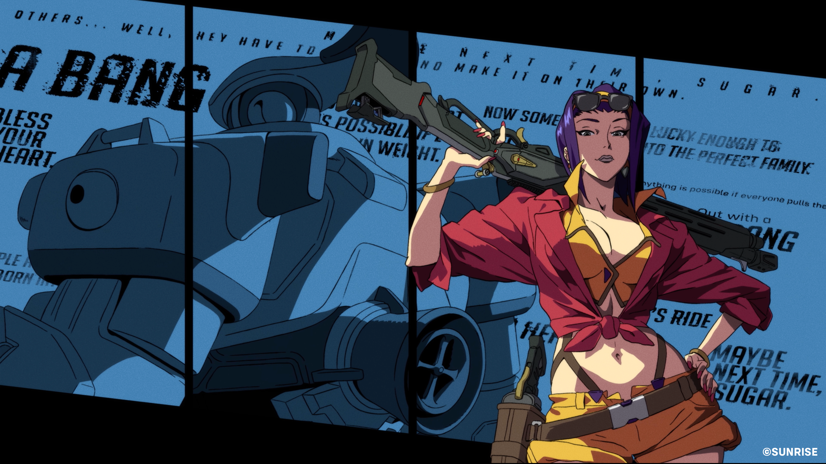 Stylized art of Overwatch 2 character Ashe as Cowboy Bebop's Faye Valentine