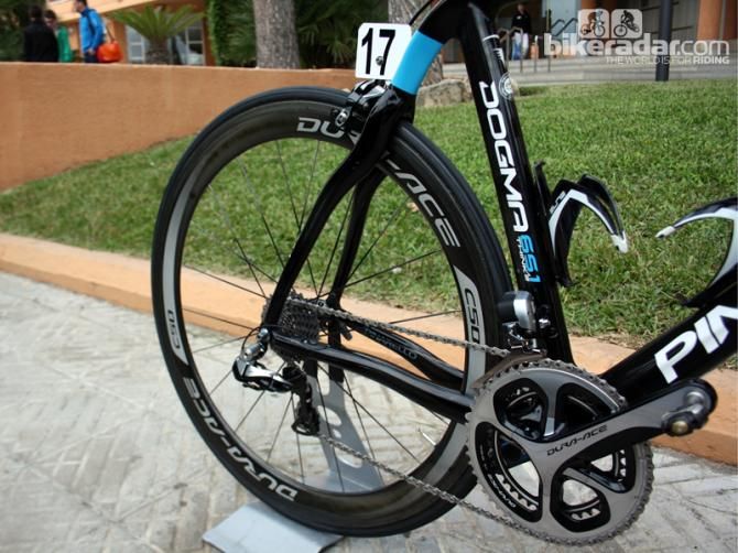 Team wheels are wrapped with Veloflex tubulars for racing