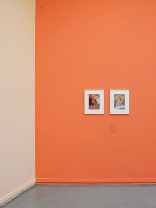 Two painting with orange wall