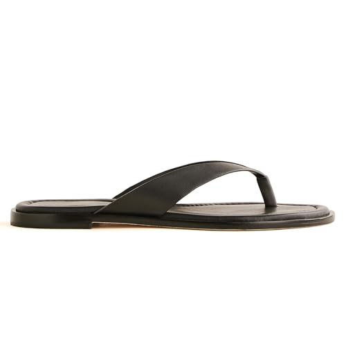 Vomiyall Black Flip Flops Sandals for Women Comfortable Slip on Open Toe Thong Sandals Casual Summer Dress Flats Sandal Shoes.