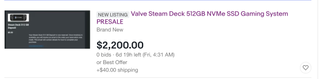Steam Deck eBay listing