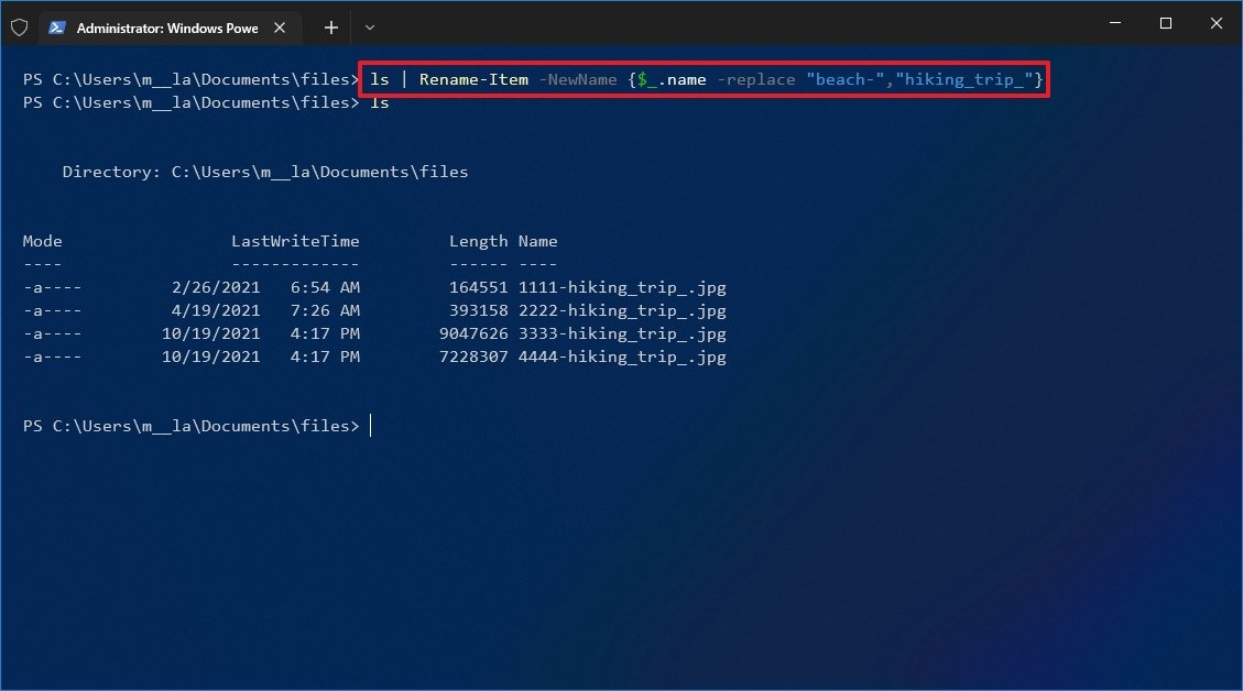 PowerShell rename part of file name