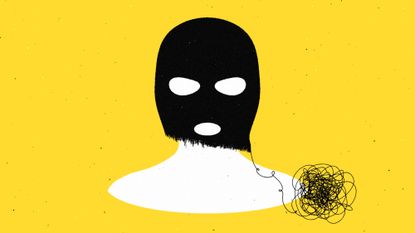 Illustration of a balaclava unravelling