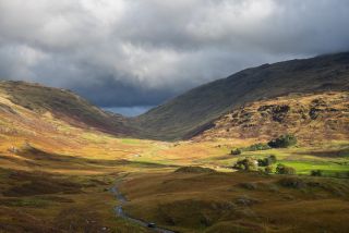 Wrynose Pass from Hardknott Pass in the Lake District, Cumbria, UK