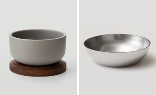 Left, container by Vincent Van Duysen, for Less. Right, shallow Ghassoul bowl