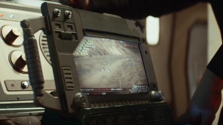 Podracing on a screen in Andor season 2 episode 4