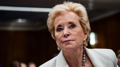 Secretary of Education Linda McMahon at a hearing on Capitol Hill