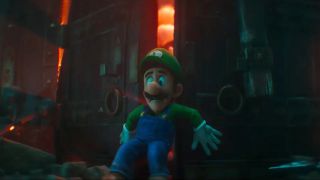 Luigi holding a door closed