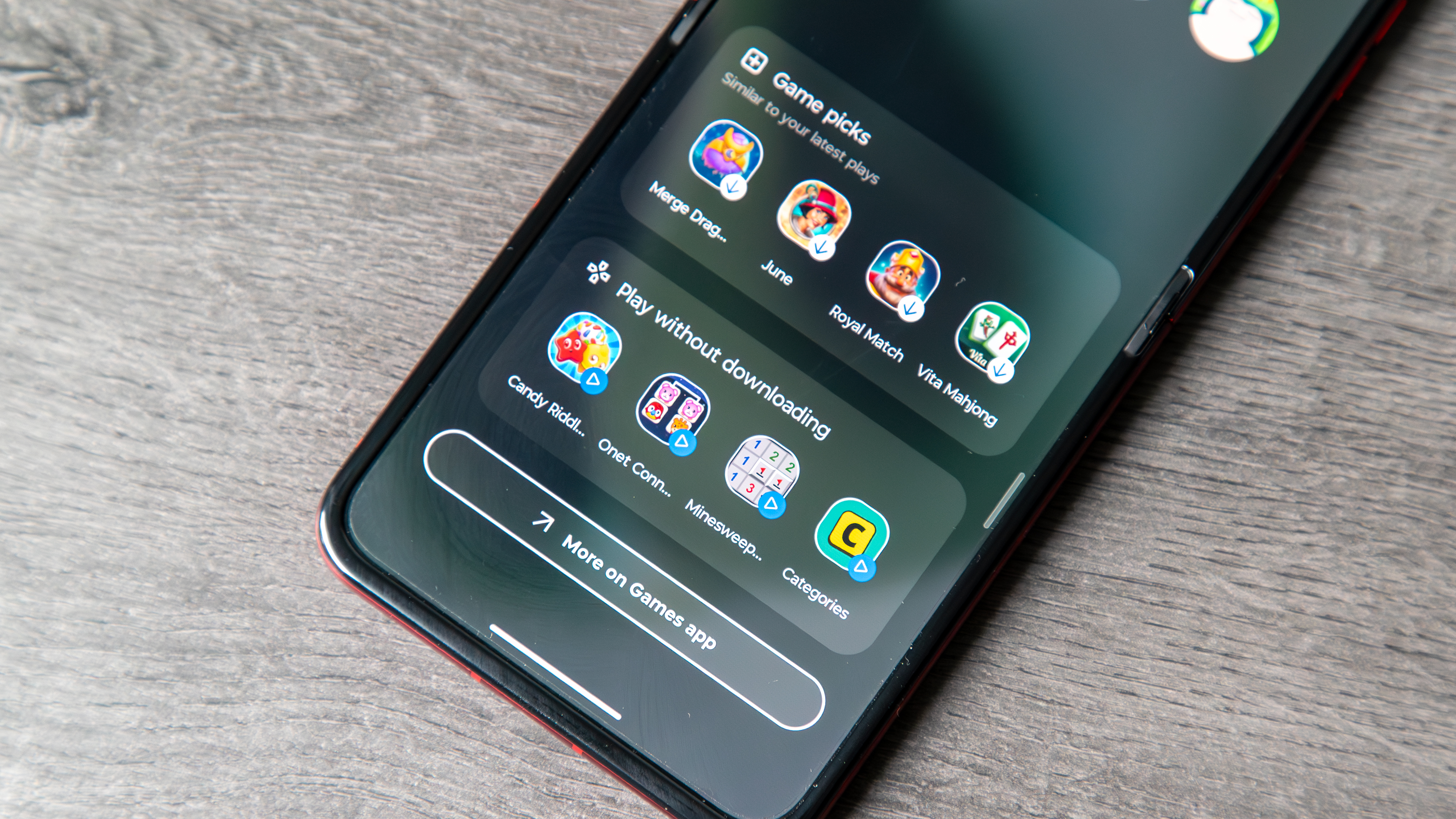 The Games folder on the Razr Ultra 2025.
