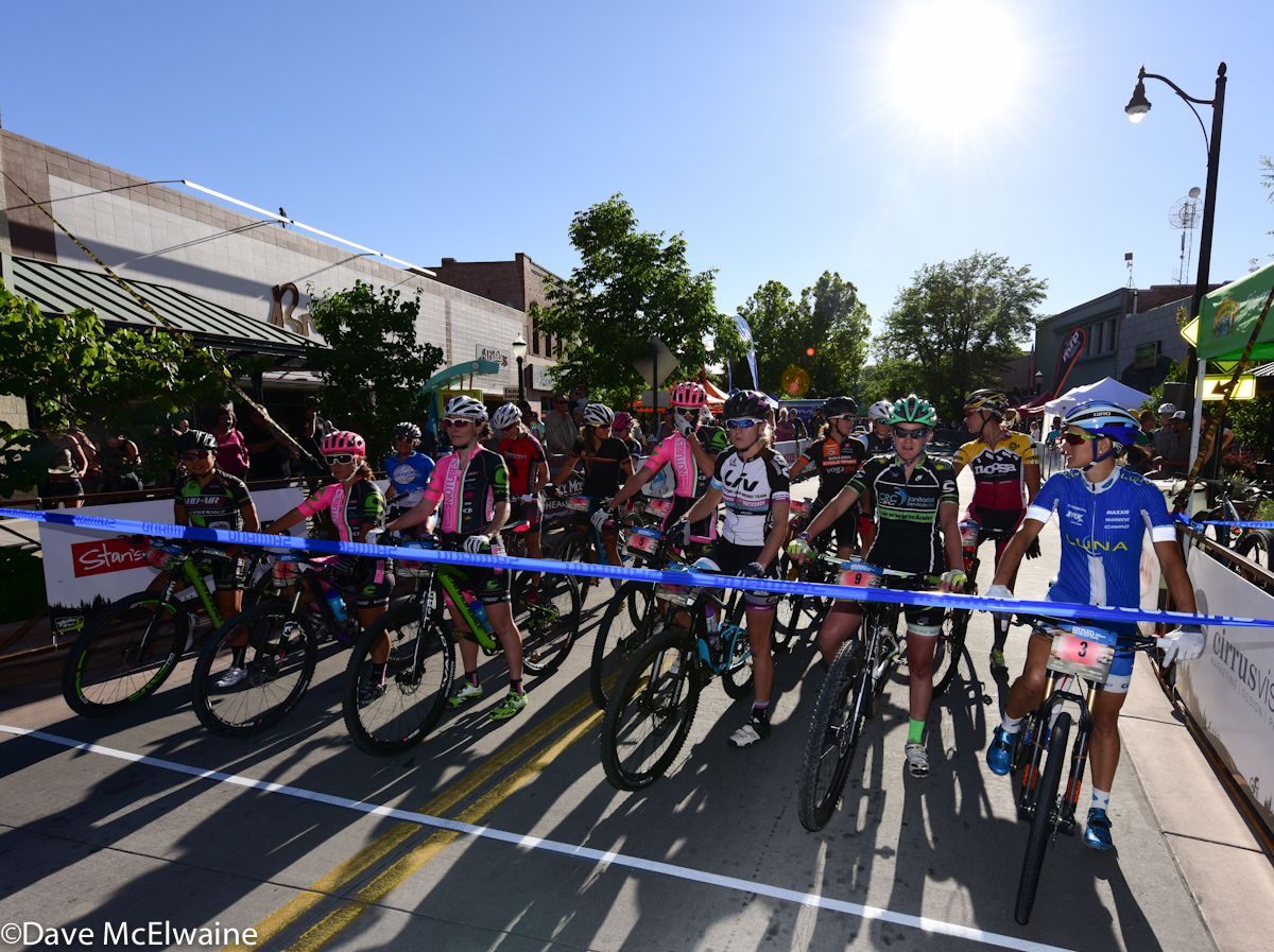 The Pro Women line up on Main Street for their start