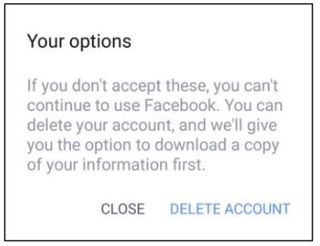 Facebook GDPR popup