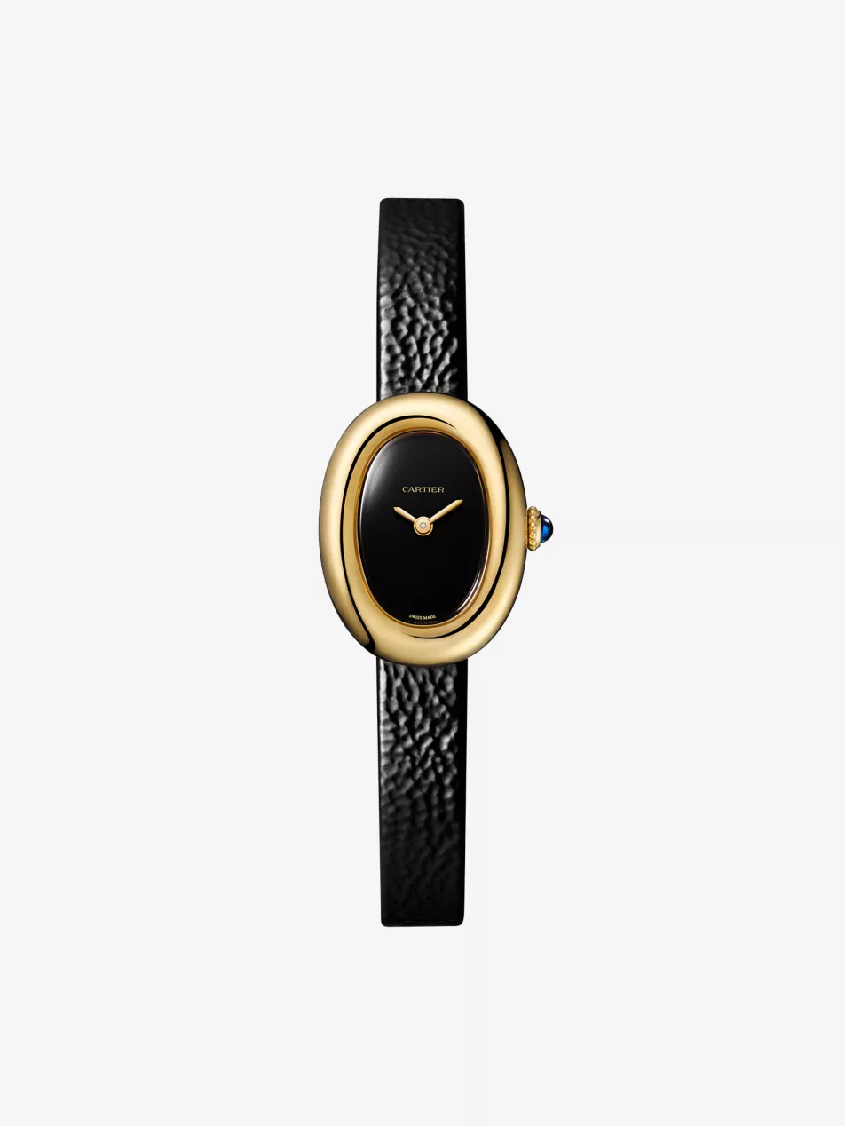 Crwgba0040 Baignoire Mini 18ct Yellow-Gold and Leather Quartz Watch