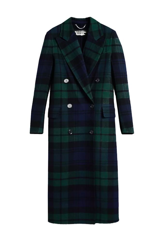 Clothing, Tartan, Pattern, Plaid, Green, Coat, Outerwear, Sleeve, Textile, Overcoat,