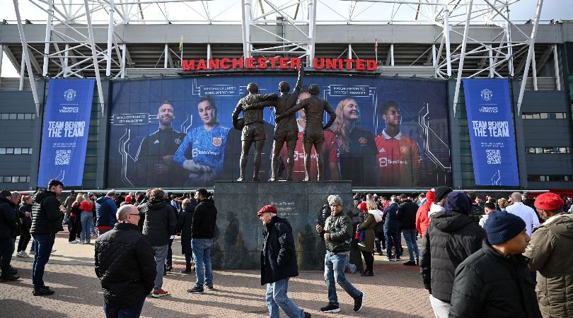 General view of Old Trafford ahead of Manchester United vs Leicester in February 2023.