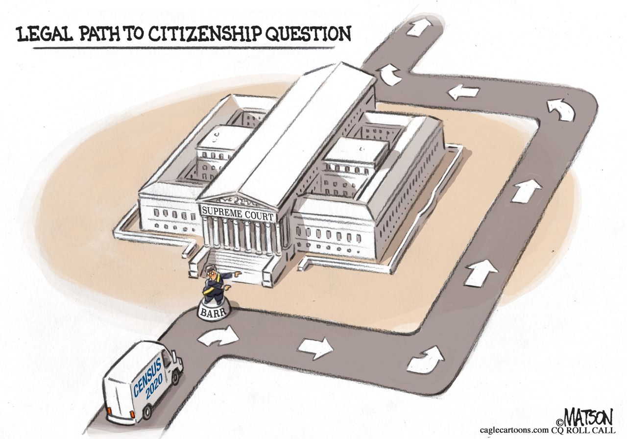 Political Cartoon U.S. Supreme Court 2020 Census Legal Citizenship