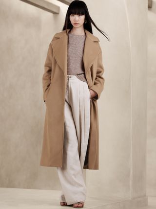 Oversized Wool-Cashmere Wrap Coat