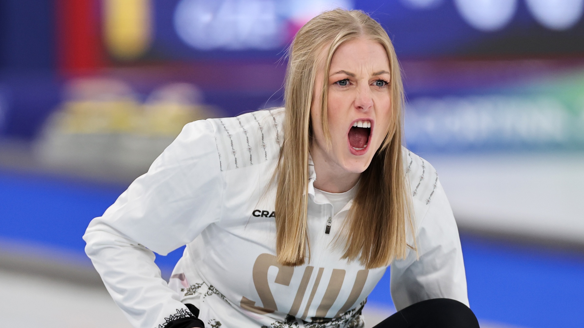 Switzerland's Briar Schwaller-Huerlimann competing in Mixed Doubles curling at the 2026 Winter Olympics