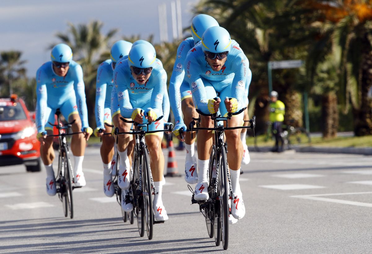 Astana in the team time trial in Tirreno-Adriatico