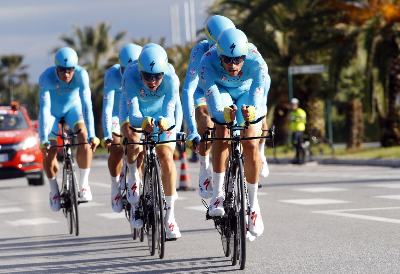 Astana in the team time trial in Tirreno-Adriatico