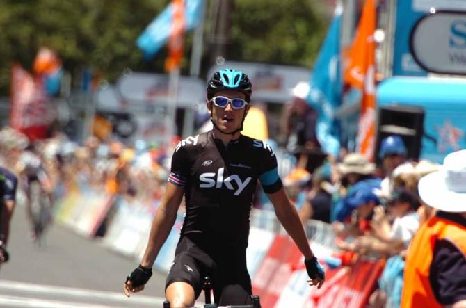 Geraint Thomas (Sky) takes the win.