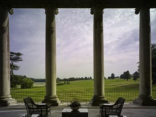 Crichel, Dorset: The colonnade is one of the most idiosyncratic elements of Crichel and frames a spectacular view out into the landscape park