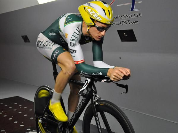 Jason Donald gets warmed up in the wind tunnel.