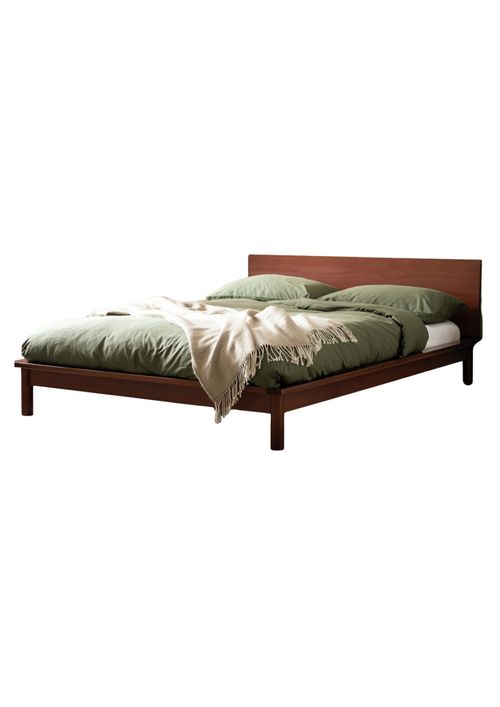 Habitat Akio Double Wooden Platform Bed Frame in Walnut
