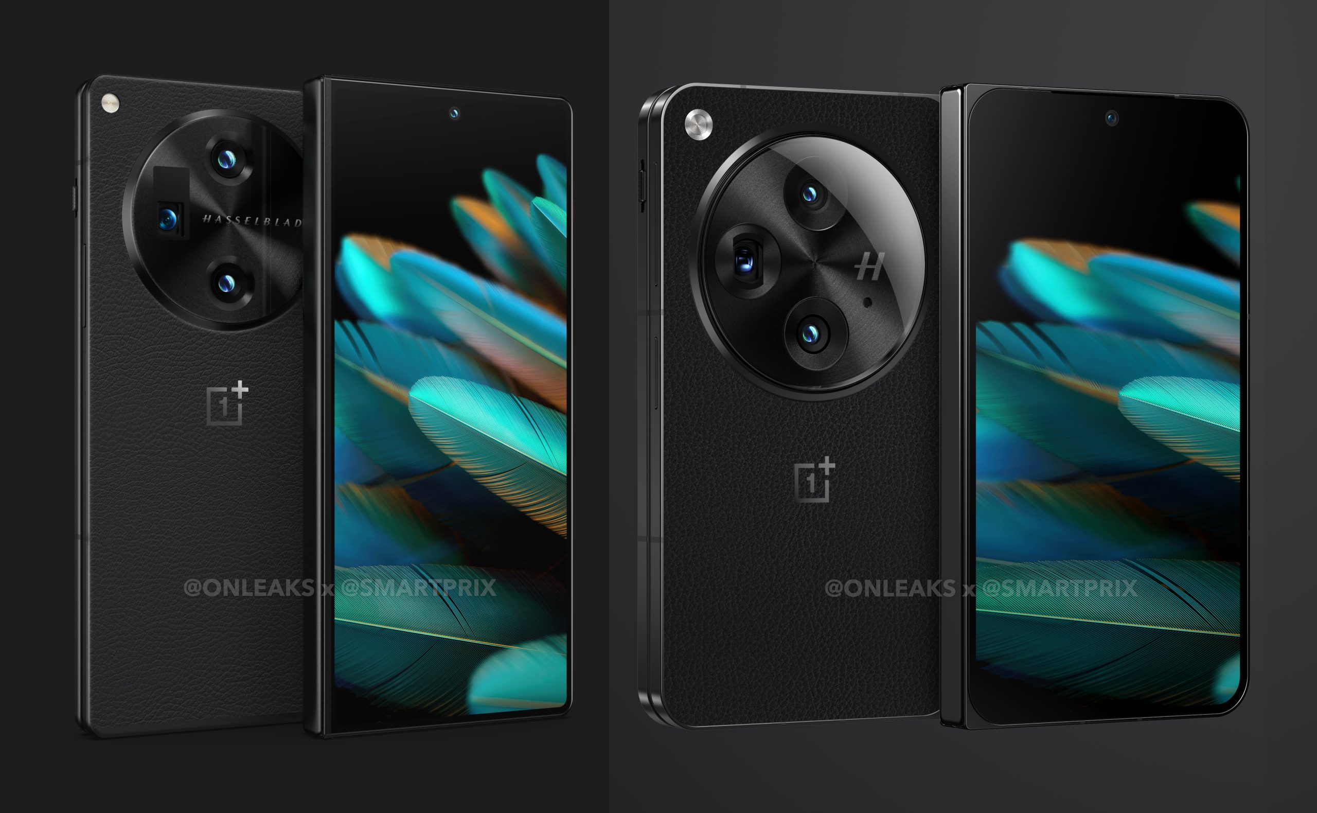 Render of the OnePlus Open prototype unit vs. early production unit