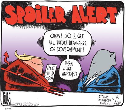 Political Cartoon U.S. GOP Republicans Trump Government Devil