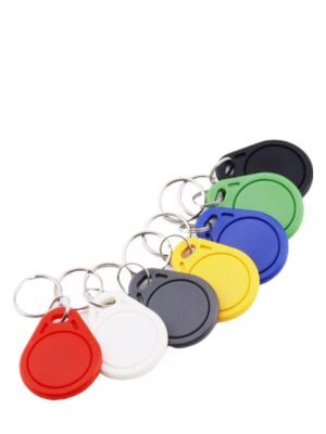 Timeskey NTAG215 Key Fob Tags on a white background