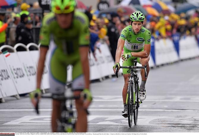 Peter Sagan (Cannondale) crashes at the end of stage 19 in Bergerac