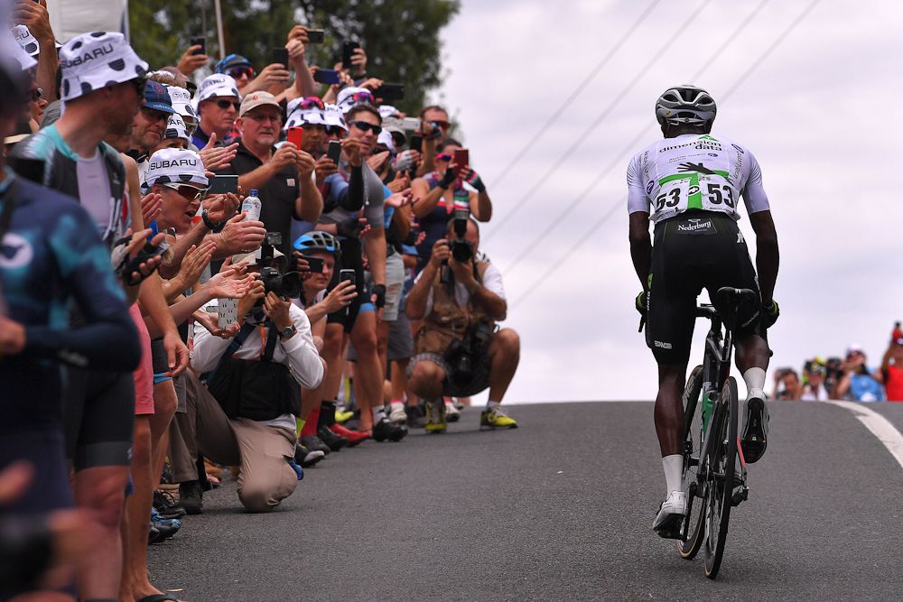 Nicholas Dlamini spent the day in the breakaway for stage 3 at the Tour Down Under