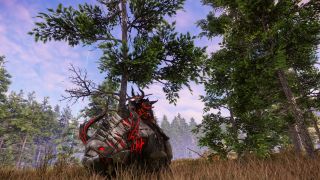 Riding an armoured bear in New World: Aeternum