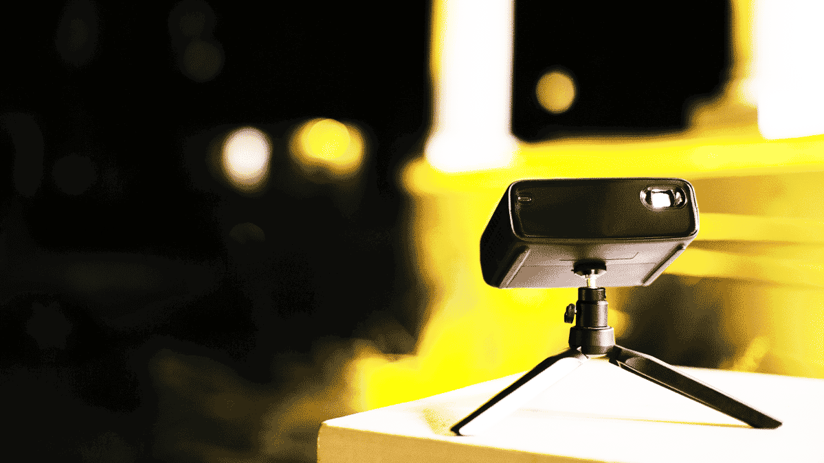 A Philips PicoPix projector on a table