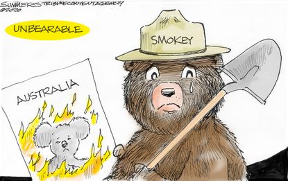Editorial Cartoon World Australia Fires Smokey The Bear