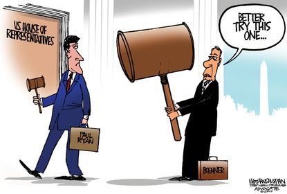 Political cartoon U.S. Paul Ryan John Boehner Speaker