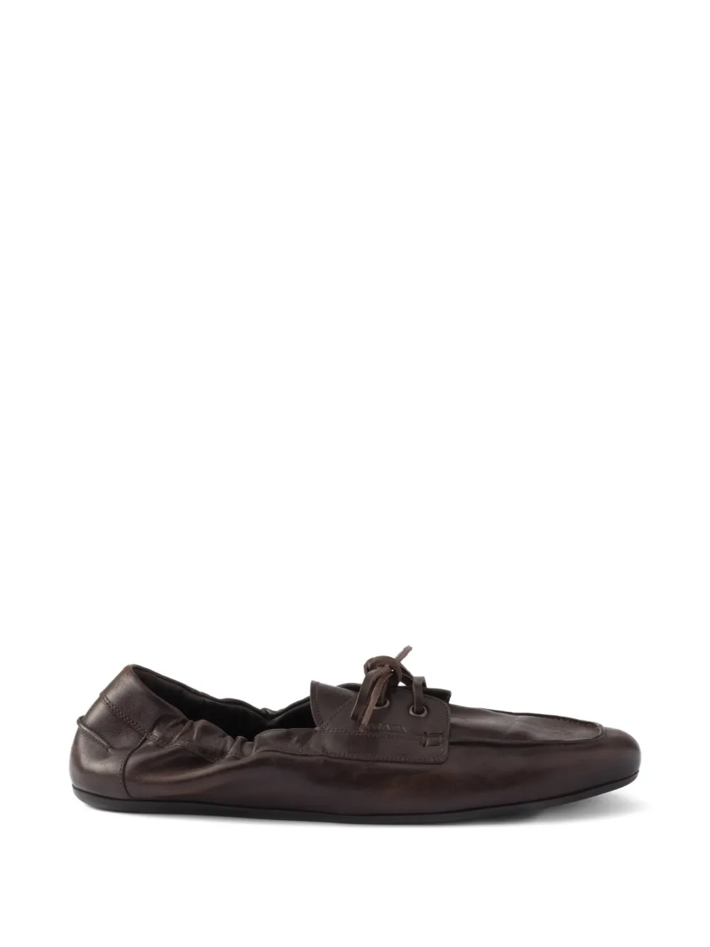Prada Shuffle Leather Lace-Up Boat Shoes | 6