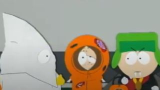 Cartman yelling at zombie Kenny in South Park.