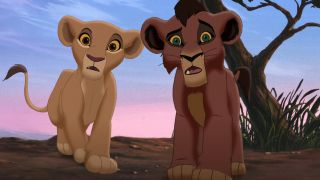 Kiara and Kovu looking a bit confused as lion cubs in The Lion King II.