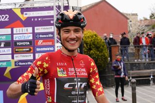 Fran Miholjevič after taking the lead in the Giro di Sicily