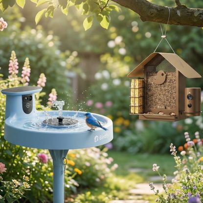 birdfy bath and feeder in garden