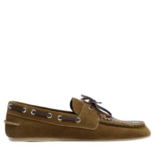 Zara Embroidered Split Suede Loafers