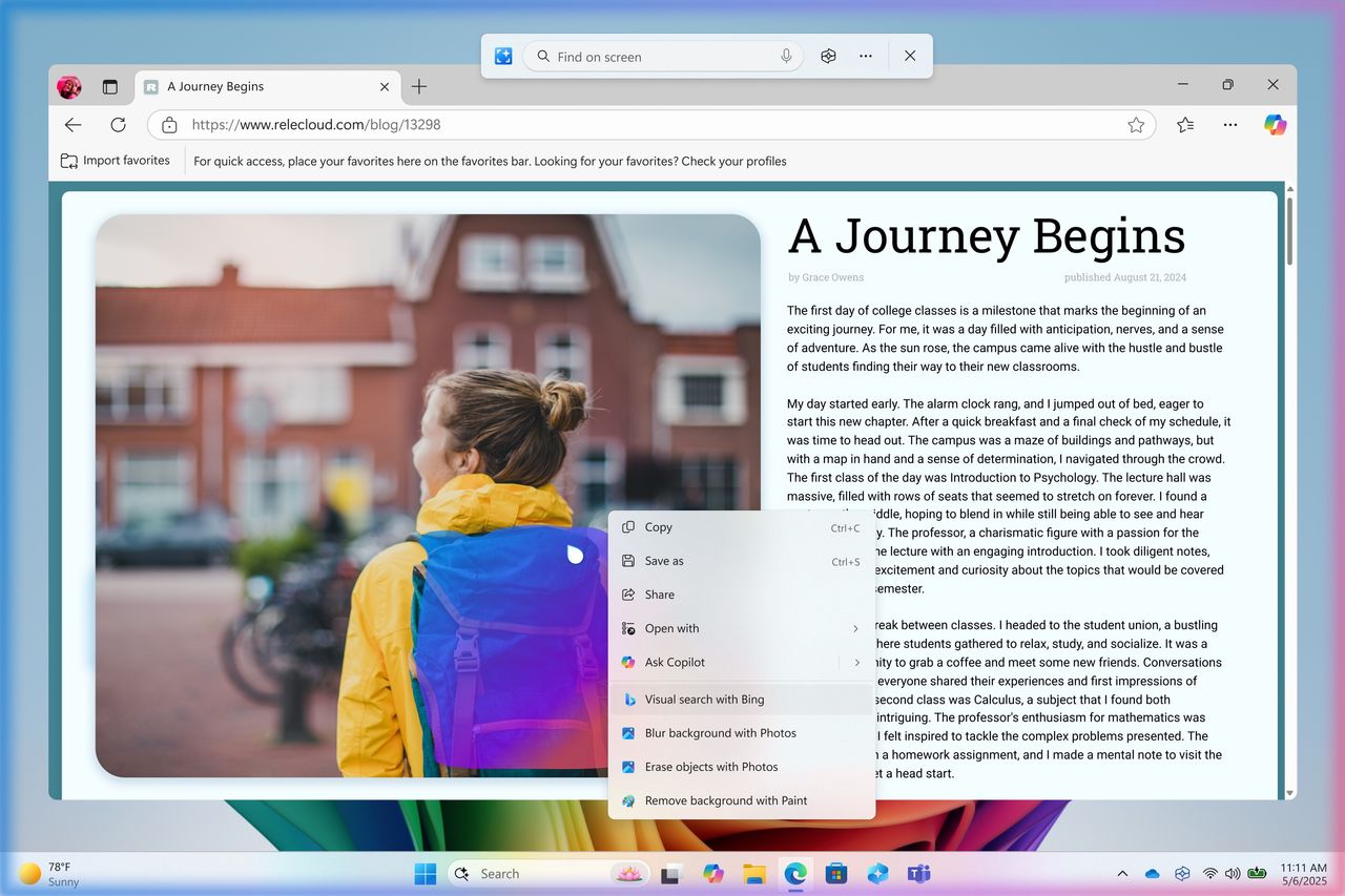 Windows 11 new start menu and AI actions